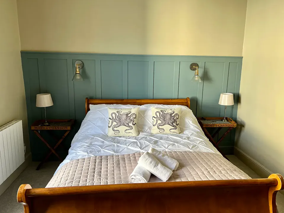King sized divan bed with river view