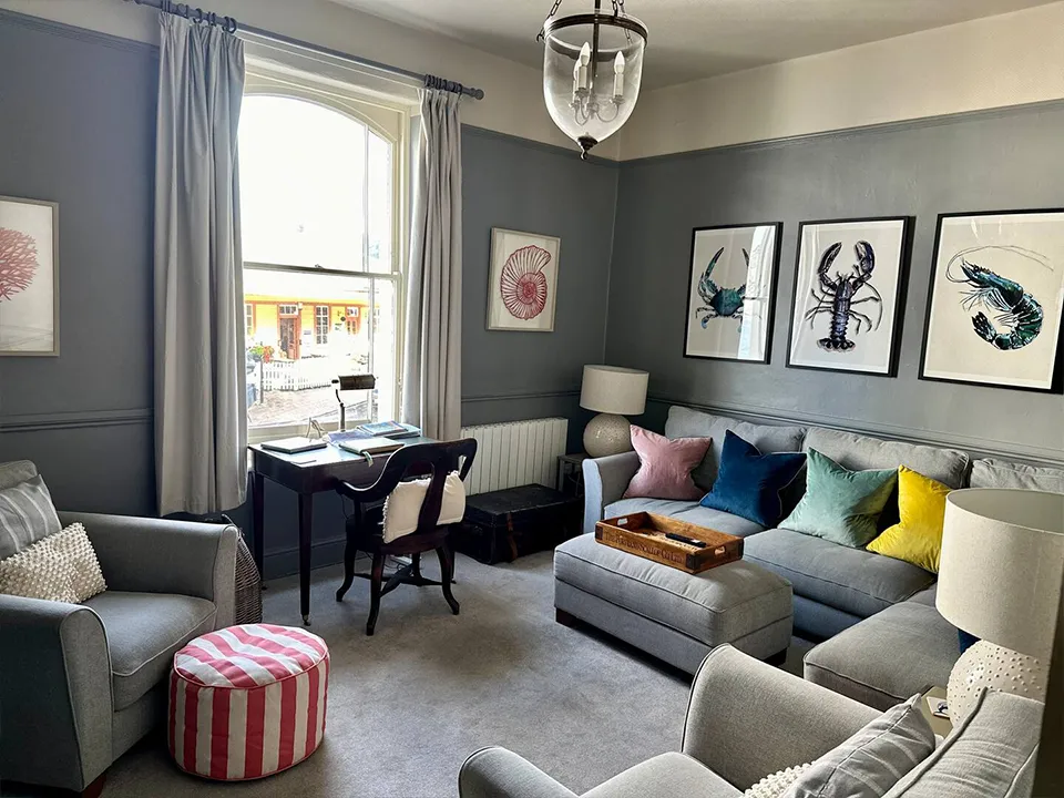 Lounge corner sofa, Smart TV and and electric fire